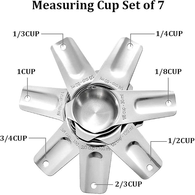 Measuring Cups Stainless Steel 7 Piece Stackable Set - Image 2