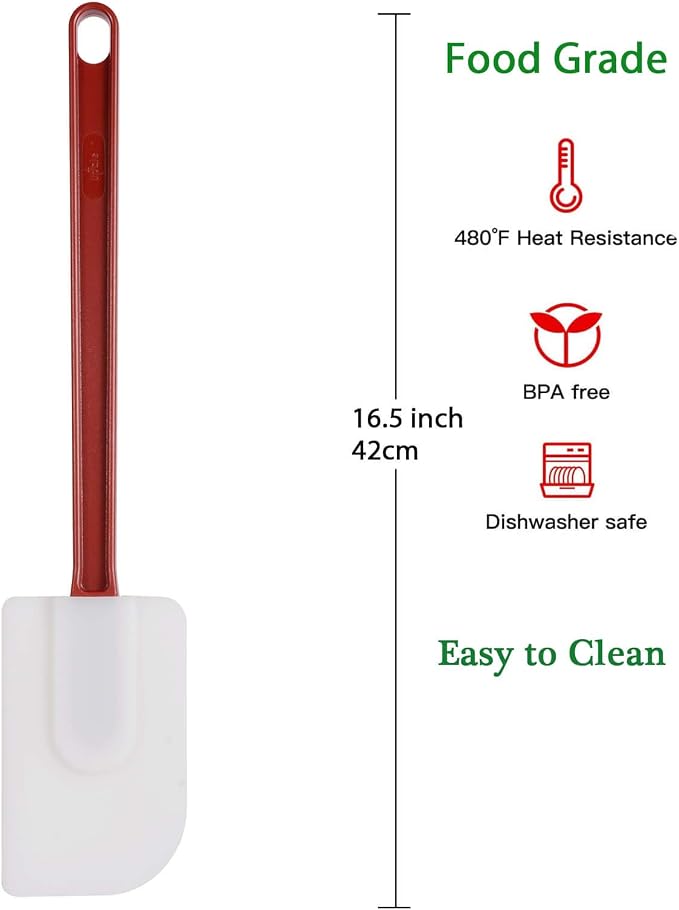 Silicone Rubber Spatula Set of 3, High Heat Commercial Spatula 16 Inch - Image 6