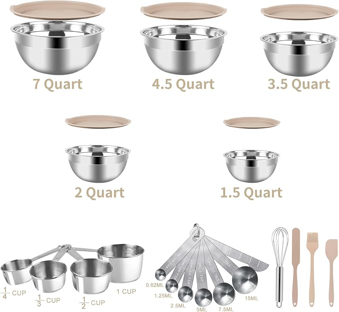 WEPSEN Mixing Bowls Set, Measuring Cups and Spoons - Image 8
