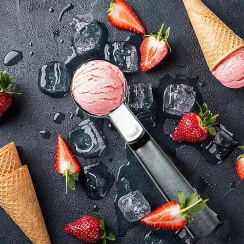 Ice Cream Scoop,Portable Stainless Steel Ice Cream Scoop with Trigger