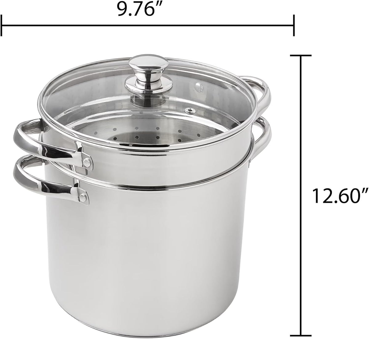 4-Piece Stainless Steel 8 Qt Multi-Cooker Set with Colander, Steamer
