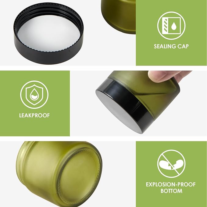 2oz Jars with Lids, HOA Kinh 24 Pack Green Frosted Glass Jars with Lids Empty - Image 5