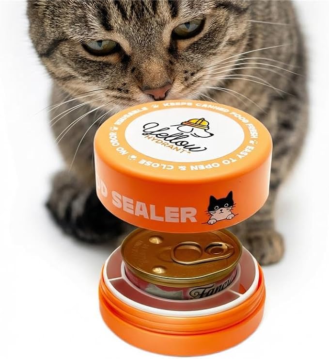 Canned Cat Food Storage Container Patent Pending Reusable Airtight Can Cover by YellowHydrant