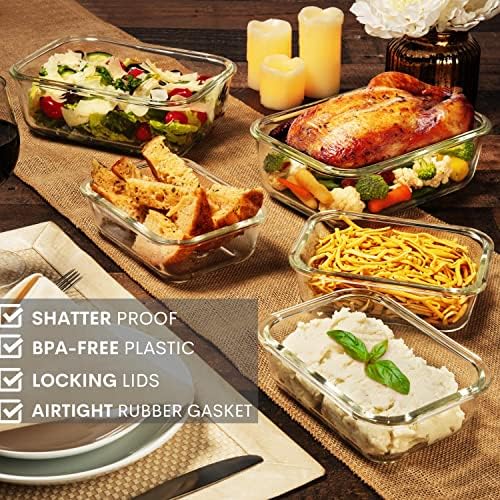 4-Piece 8-Cup Glass Food Storage Containers with Locking Lids