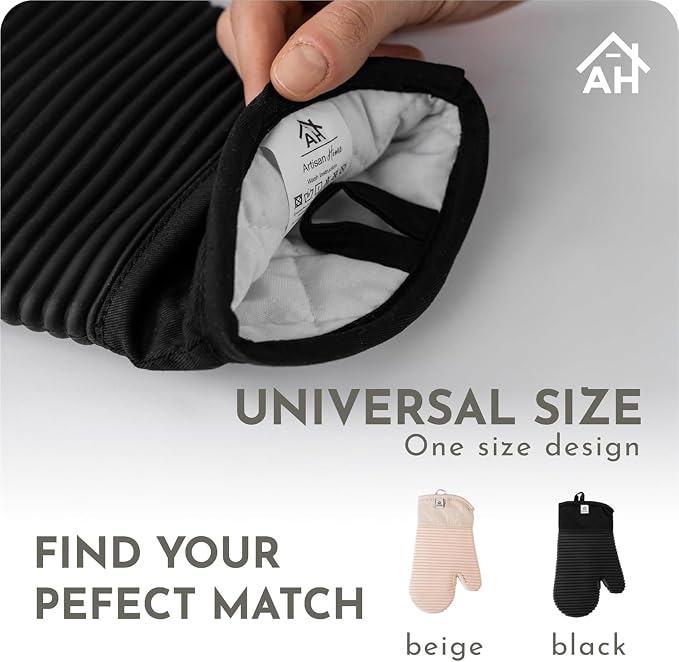 Extra Long Silicone Oven Mitts and Pot Holders Sets | Heat Resistant 500°F - Image 8