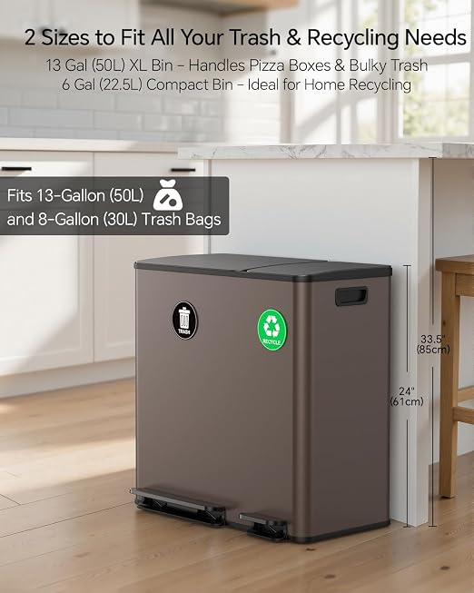 Lovewind Dual Trash and Recycling Bins - Image 3
