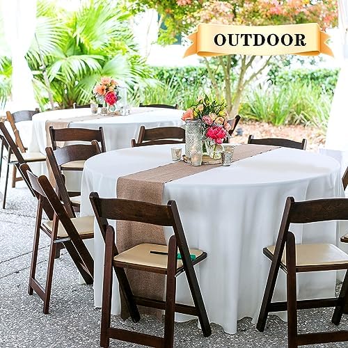 sancua 90 Inch Round Tablecloth Fit 30-72 Inch Tables, White 6 Pack