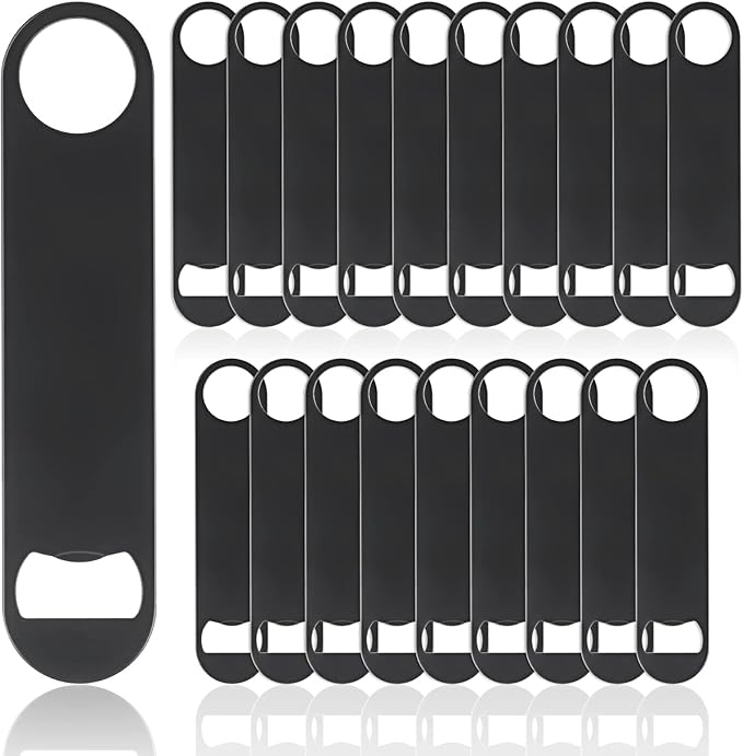 QTLCOHD 20 Pack Flat Bottle Opener 7 Inch Stainless Steel Bottle Openers Bulk by WelcomeToQTLCOHD