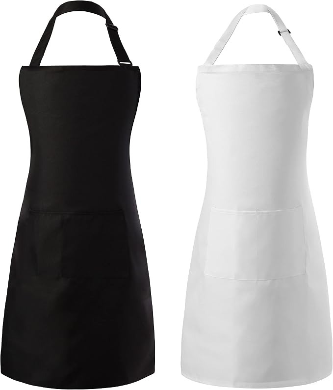 Tosewever 2 Pack Adjustable Bib Apron, Waterdrop Resistant Aprons by Tosewever