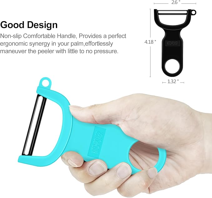 Original Vegetable Fruit Peeler Carbon Steel Blade 3 Pack Grey/Blue/Black… - Image 6