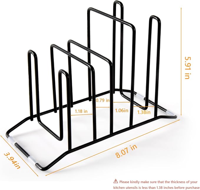 Pot Lid Organizer and Cutting Board Holder, Stainless Steel Kitchen Storage Rack - Image 3