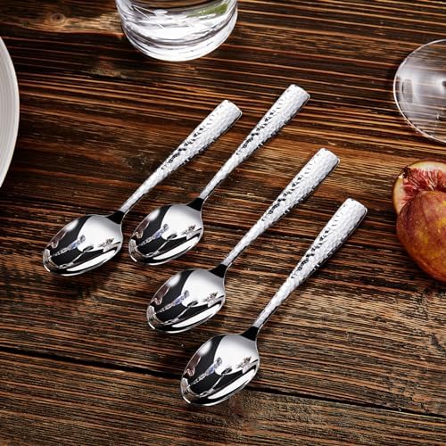 KEAWELL Premium Louis Hammered 4-Piece Teaspoon Set (6.4" Teaspoon)