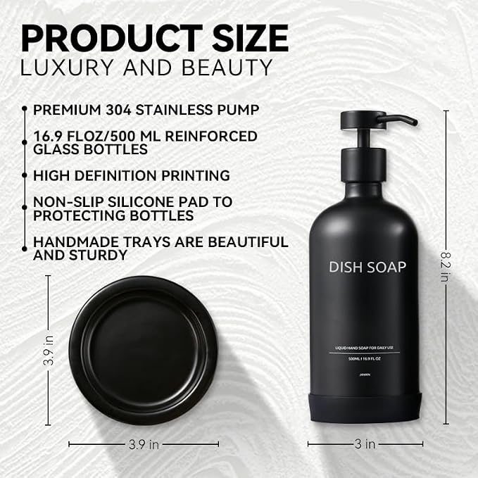 Glass Soap Dispenser Bathroom Set by Janxin, Foaming Kitchen soap Dispenser - Image 2