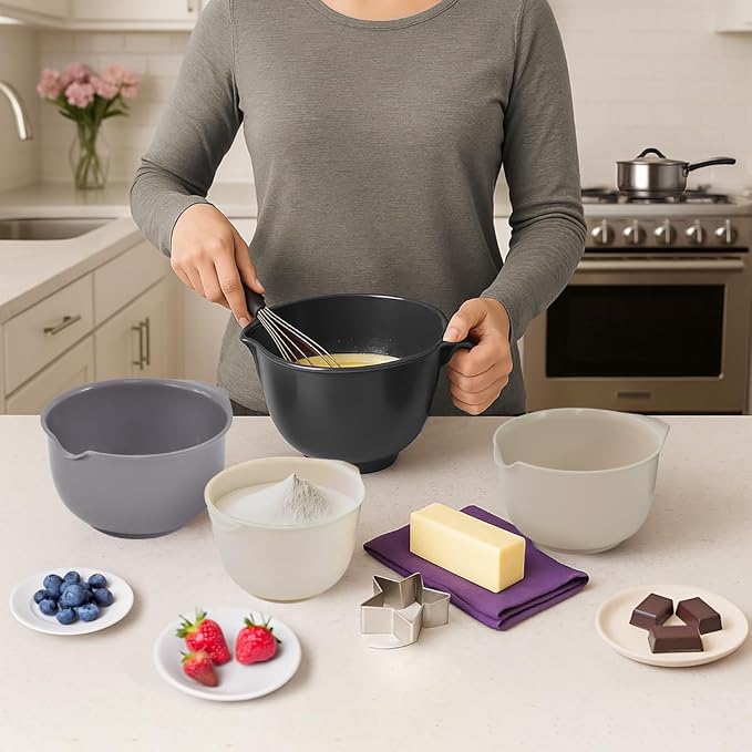 Glad Mixing Bowls with Pour Spout, Dishwasher Safe Kitchen Cooking and Baking - Image 3