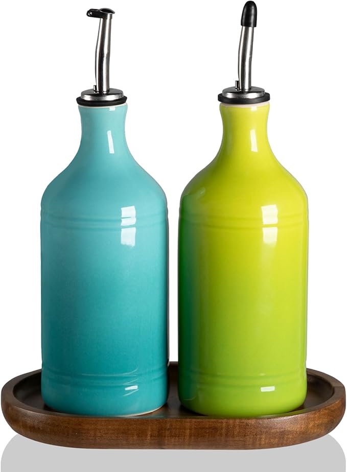 Sweejar Ceramic Olive Oil Dispenser Bottle Set, Opaque Oil Cruet Protects to by Sweejarco1949