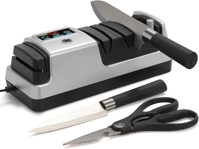 Silver Professional 3-Stage Electric Knife Sharpener by Ceelpeopar