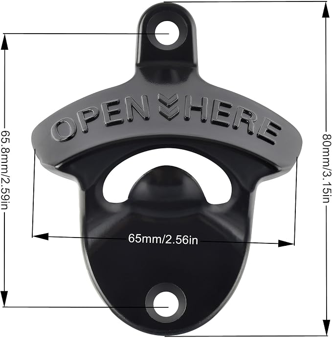 Black Bottle Top Opener Wall Mounted, Classic Open Here Beer Opener Mountable - Image 6