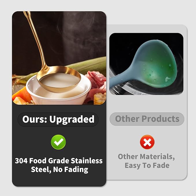 Newness Soup Ladle, Durable 304 Stainless Steel Soup Spoon - Image 2