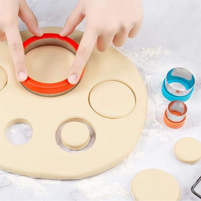 Nifogo Round Circle Cookie Cutter 5 Pcs, Biscuit Cutters, Stainless Steel - Image 8