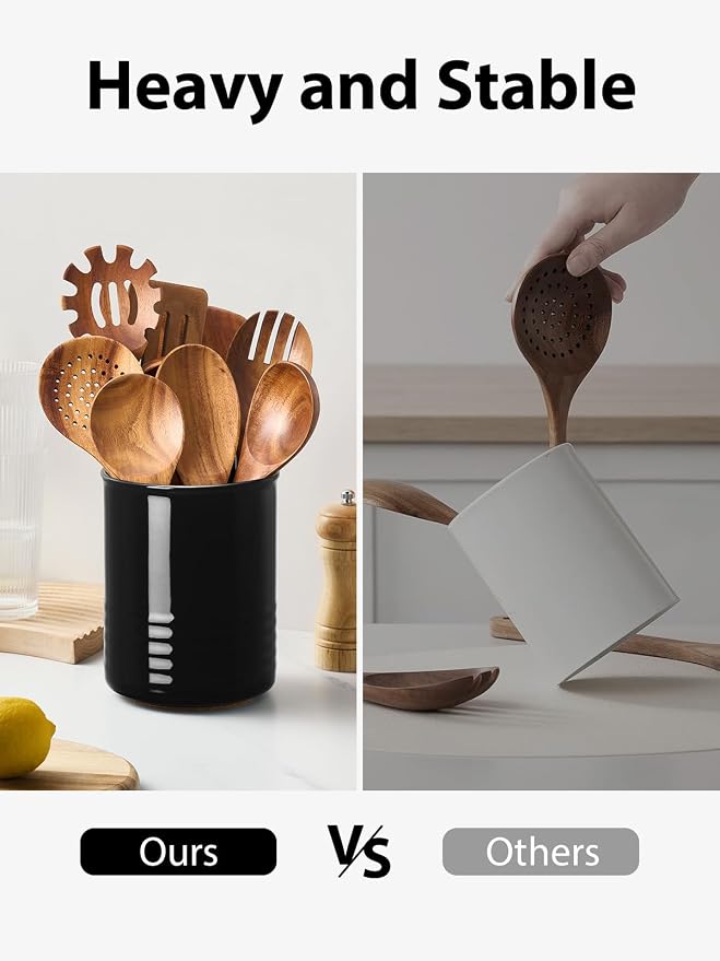 ABRUTY Utensil Holder, 6.7" Ceramic Kitchen Utensil Crock - Image 6