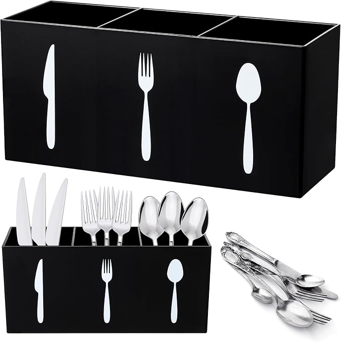 Suzile Acrylic Cutlery Storage Organizer Bin Silverware Caddy Countertop Knife by Suzile