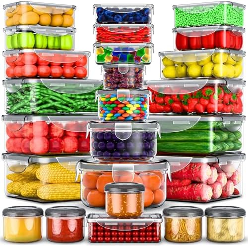 RockBerry 50 Pcs Large Food Storage Containers with Lids, 85 OZ