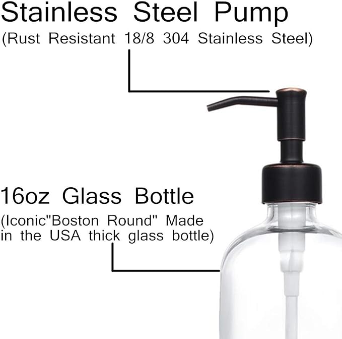 2 Pack Thick Clear Glass Pint Jar Soap Dispenser - Image 3