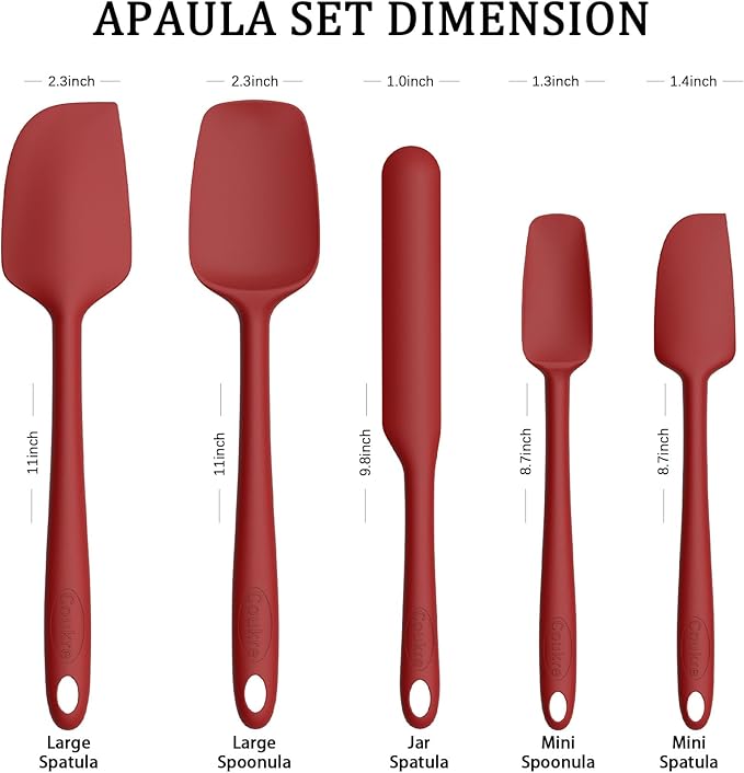 Coukre Silicone Spatula Set of 5, High Temperature Resistant, Food Grade - Image 2