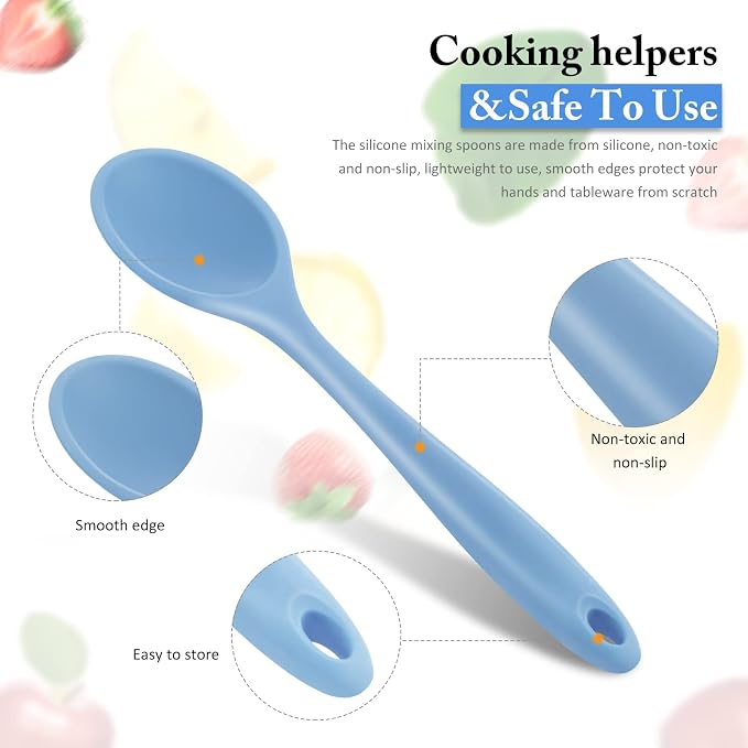 Shappy 4 Pieces Silicone Cooking Spoons 10.6 Inch Heat Resistant Kitchen Spoons - Image 3