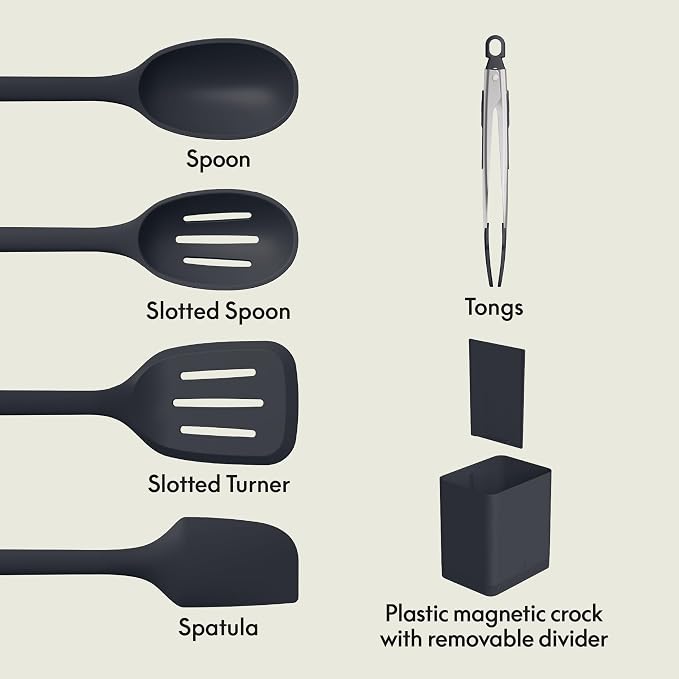bella 6-Piece Modular Tool Set, Slotted Spoon, Crock - Image 2