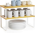 SpaceAid Cabinet Shelf Organizers 2 Pack, Kitchen Counter Rack Shelves Riser by SpaceAid