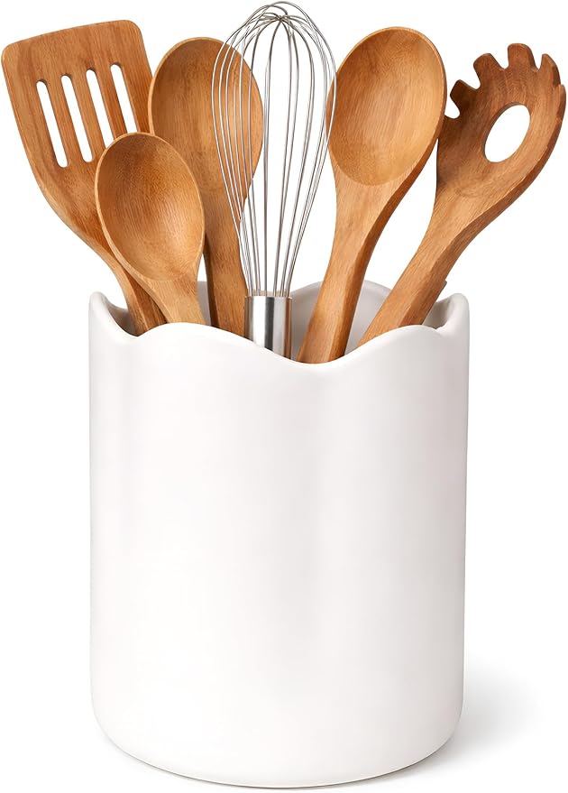 Ceramic Utensil Holder for Kitchen Counter, 7.1" Large Kitchen Utensil Holder by Unknown
