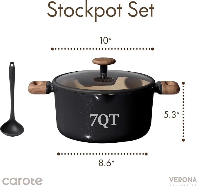 CAROTE Stock Pot with Lid, 7Quart Ceramic Soup Pot Non Toxic, Nonstick Cooking - Image 2
