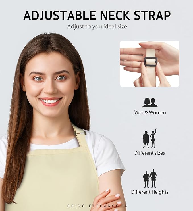 Syntus Apron for Men Women, Adjustable Cooking Kitchen Chef Aprons - Image 4