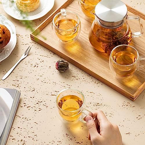 CNGLASS 5oz Espresso Mugs (Set of 4),Double Wall Insulated Glass