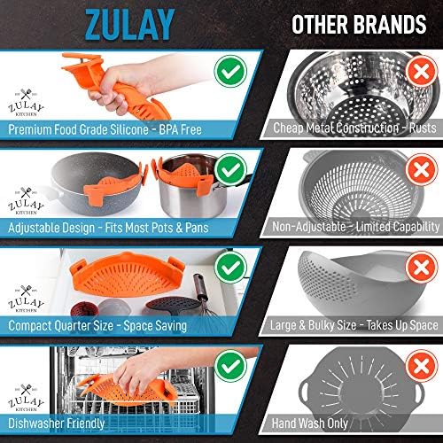 Zulay Silicone Pot Strainer - Adjustable Snap On Strainer For Most