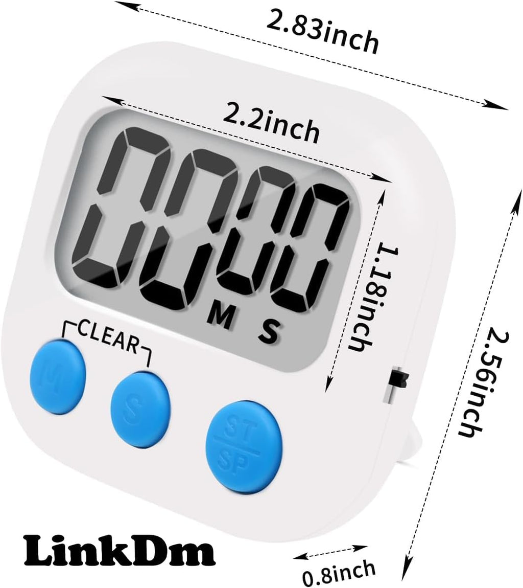 LinkDm 6 Pack Small Digital Kitchen Timer Magnetic Back and ON/Off