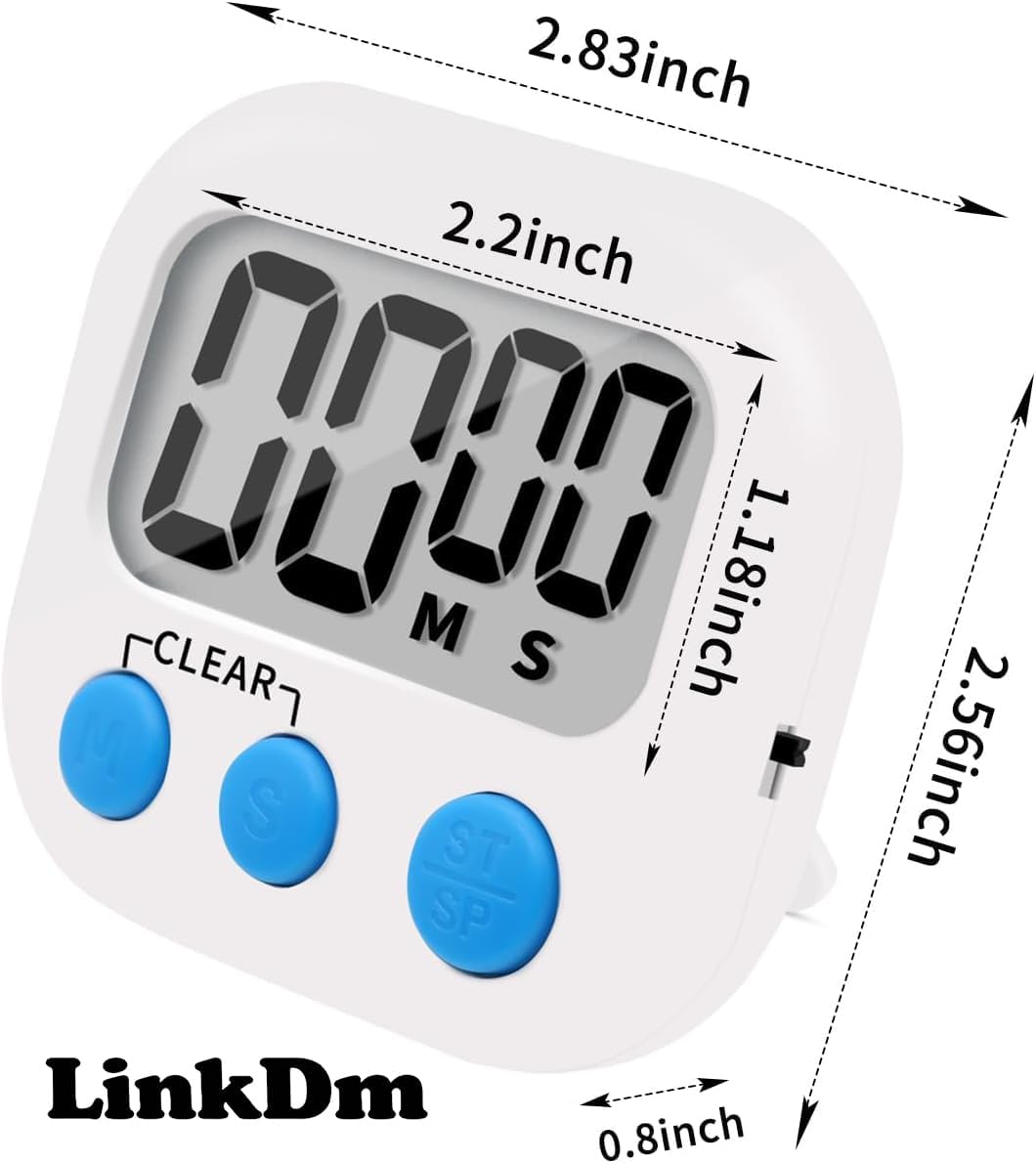 LinkDm 6 Pack Small Digital Kitchen Timer Magnetic Back and ON/Off