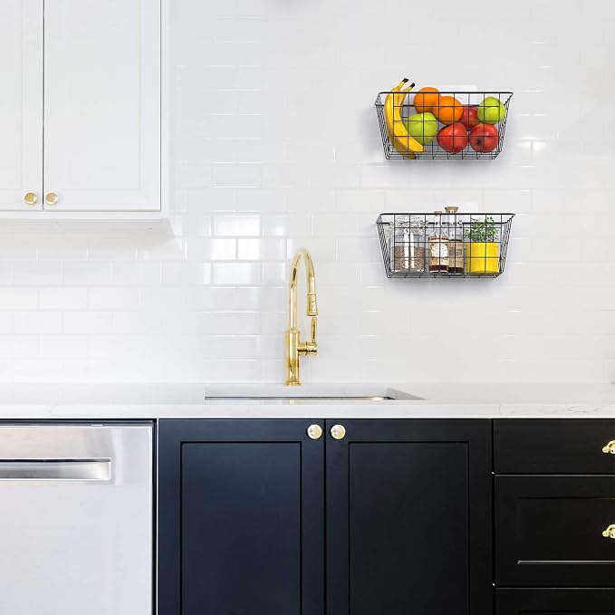 MaraFansie Over the Cabinet Door Organizer Wall Wire Baskets Hanging Kitchen - Image 5