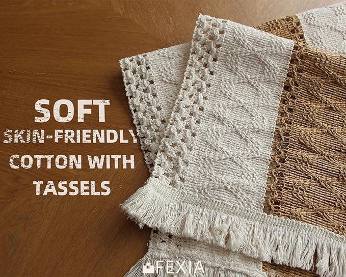 FEXIA Boho Placemats Set of 6, Macrame Table Mats Farmhouse Dining