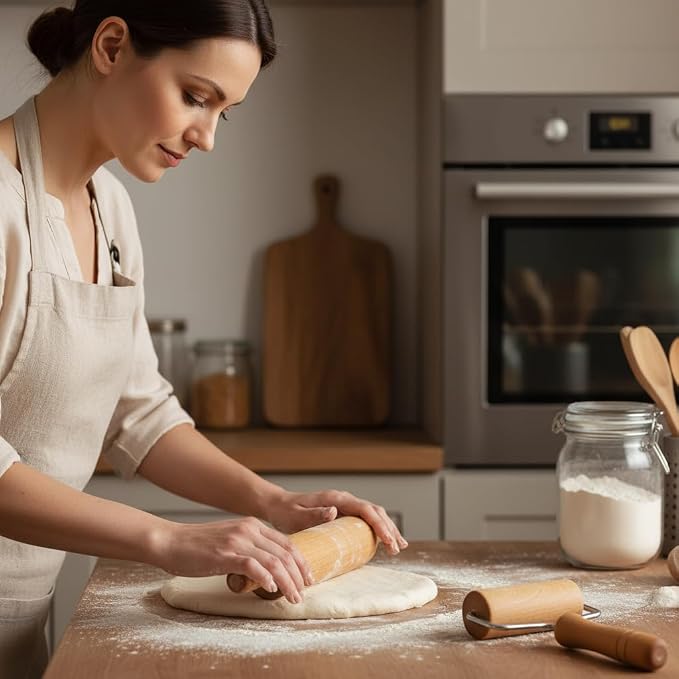 Small Rolling Pin, Pizza Dough Roller, Non Stick Wood Pastry Roller, Kitchen - Image 4