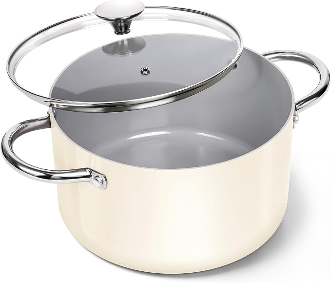 MICHELANGELO Stock Pot with Lid, 6 Quart Soup Pot with Ceramic Coating by Michelangelo