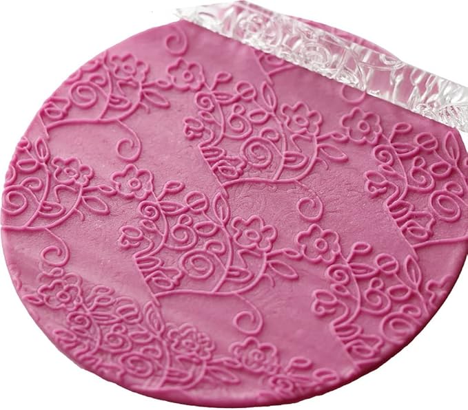 Acrylic Rolling Pin with 28 Patterns, Lightweight 6.3x0.4 Inch Textured Design by Rengue