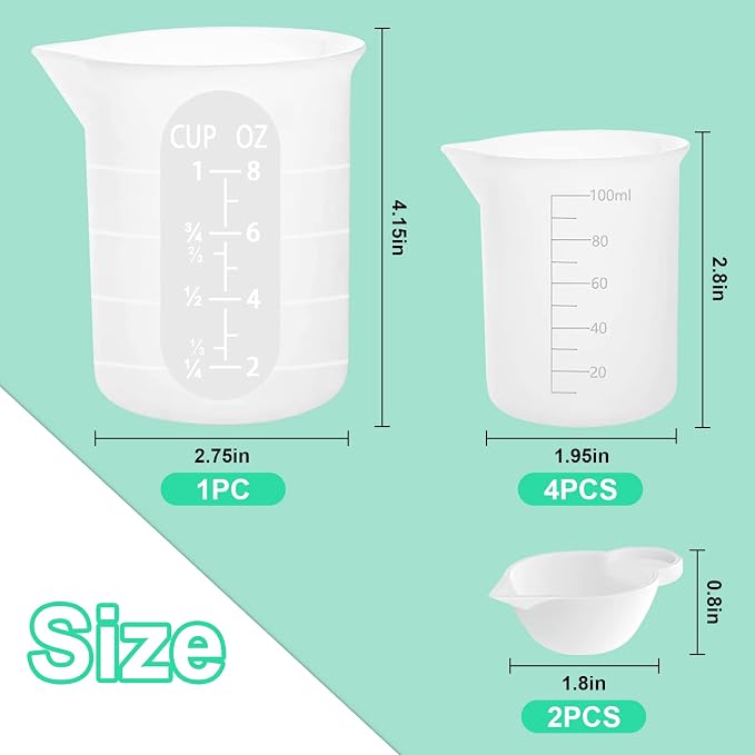 7 PCS Silicone Measuring Cups Kits, - Image 3