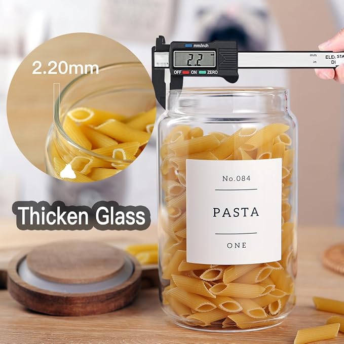 6 Set Glass Pantry Storage Jars - 23oz Thicken Glass Kitchen Canisters with 132 - Image 4