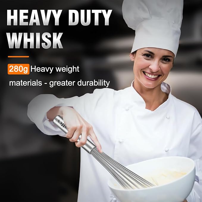 Walfos Whisk, 14in Large Whisks, Heavy Duty Stainless Steel Wire Whisk - Image 4