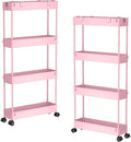 SPACELEAD 2-piece Set Slim Storage Cart 3 Tier, Bathroom Organizer Rolling by Home