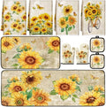 Fourluoo 10-Piece Sunflower Kitchen Decor Set, Retro Yellow