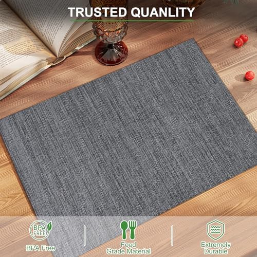 BETEAM Placemats Set of 6, Woven Vinyl Place Mats for Dining Table