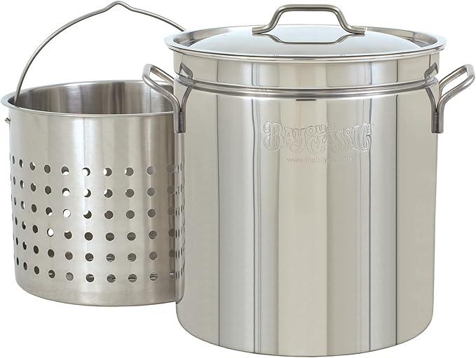 Bayou Classic 1124 24-qt Stainless Stockpot w/Lid And Basket Includes Vented by BayouClassic%C2%AE